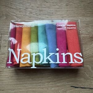 NEW Cocktail Napkins Harvey & Strait, Rainbow colors,‎ 7” squares set8 PriceFirm